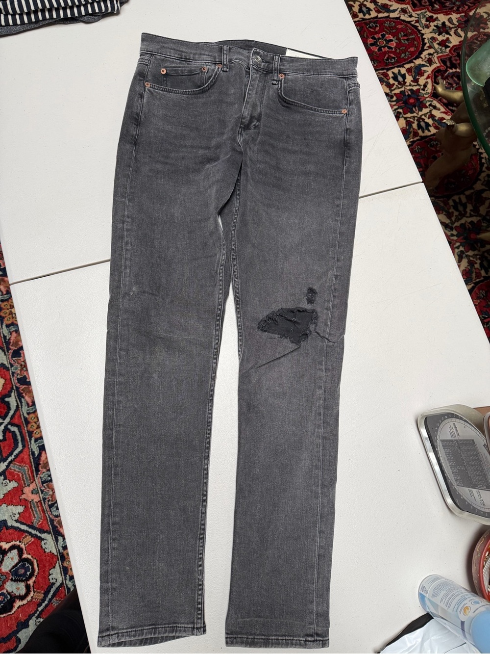 Rag & Bone Men's Slim Gray Distressed Jeans 32
